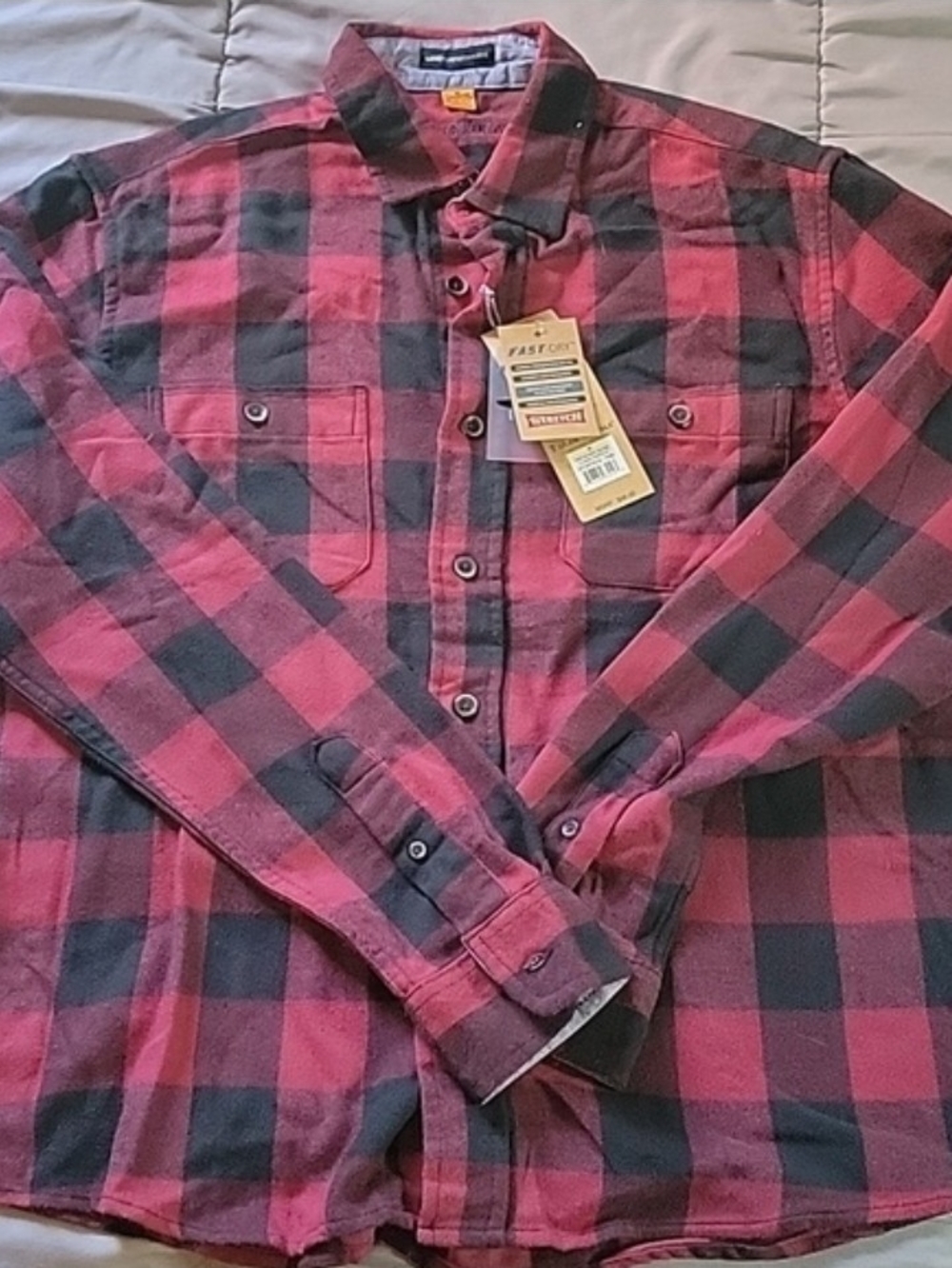 Tailor Vintage NWT Stretch Buffalo Plaid Flannel Tibetan Red Black Medium